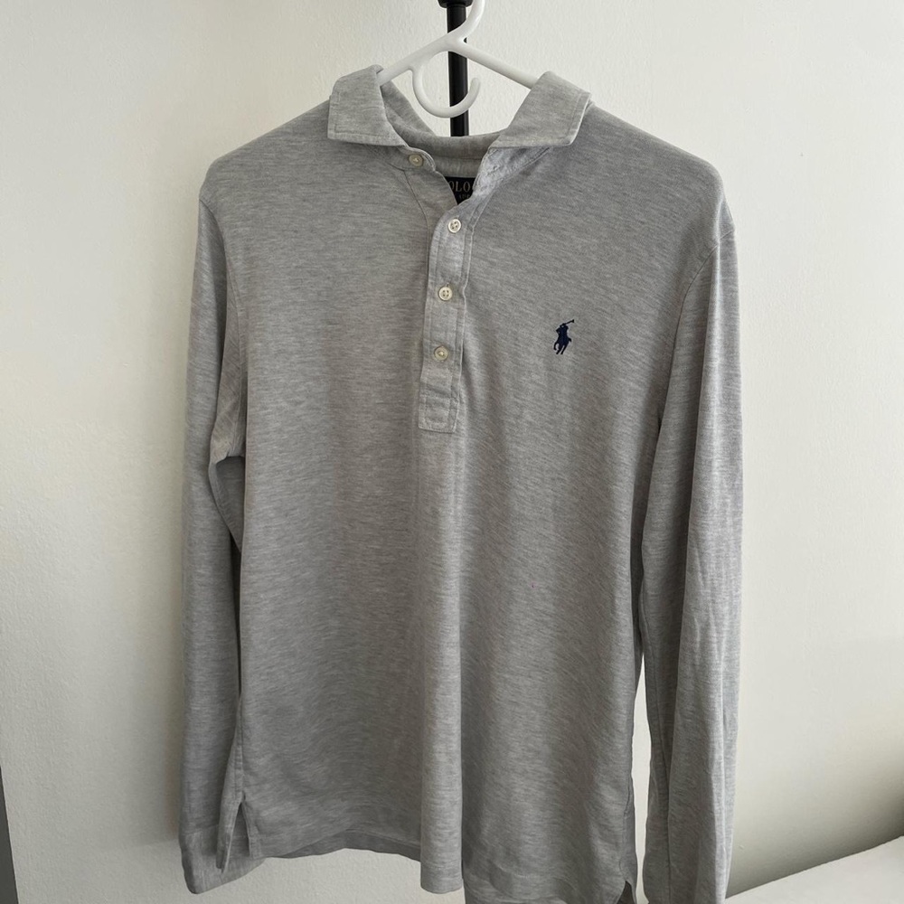 Gray Polo Long Sleeve T-Shirt
